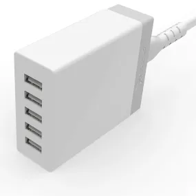 50W 5-Port USB Wall Charger | White