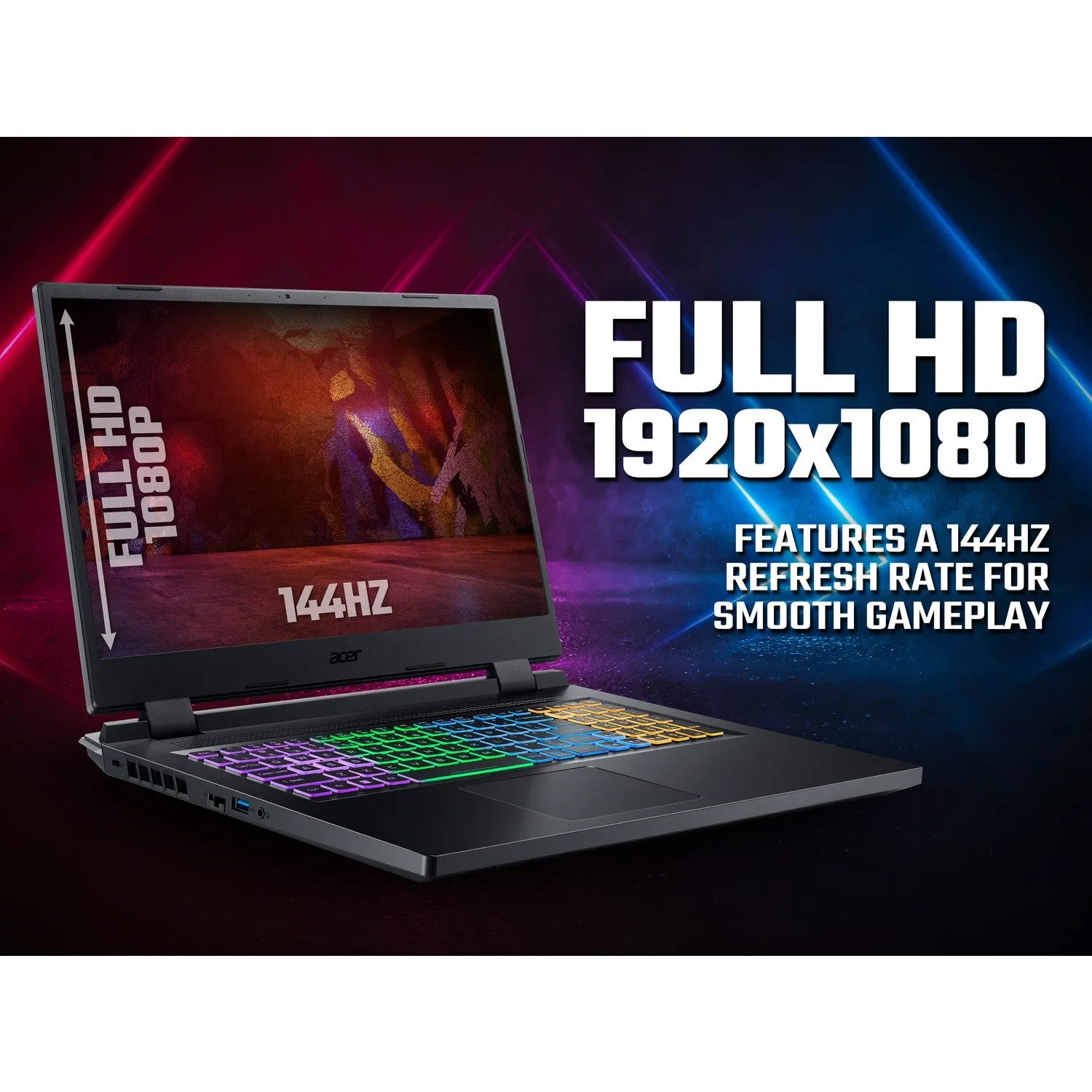 Acer Nitro 5 Gaming Laptop, Intel Core i5-12450H, NVIDIA GeForce RTX 4050, 16 GB RAM, 512 GB SSD, 17.3" Inch FHD Display, Win 11 Home, Black