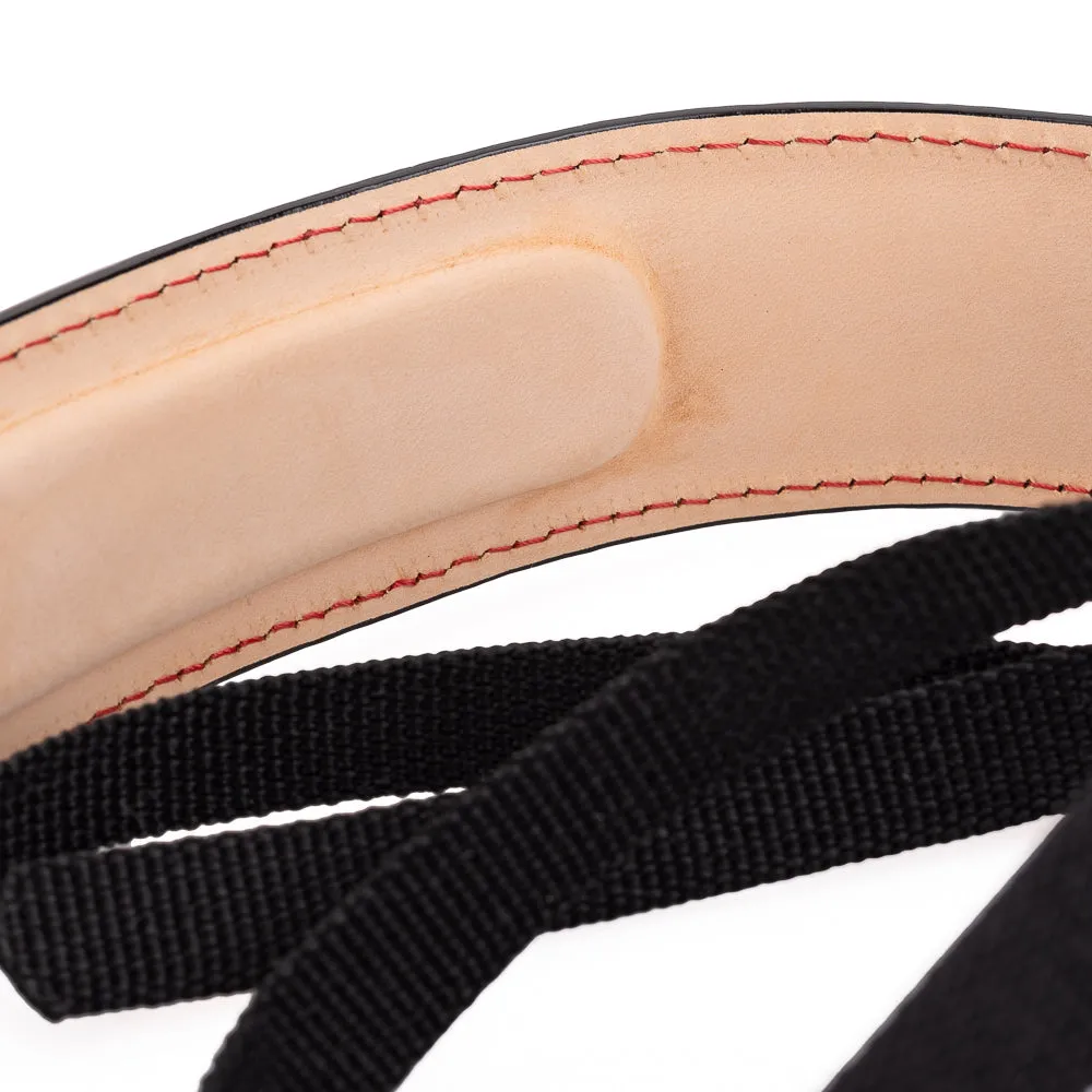 Arte di Mano Sughero Neck Strap - Minerva Black with Red Stitching