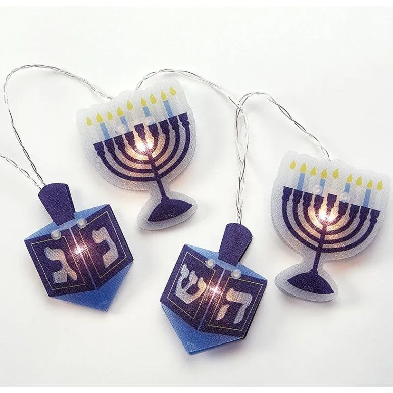 Battery Operated Chanukah Hologram Light Set 5 Menorahs and 5 Dreidels