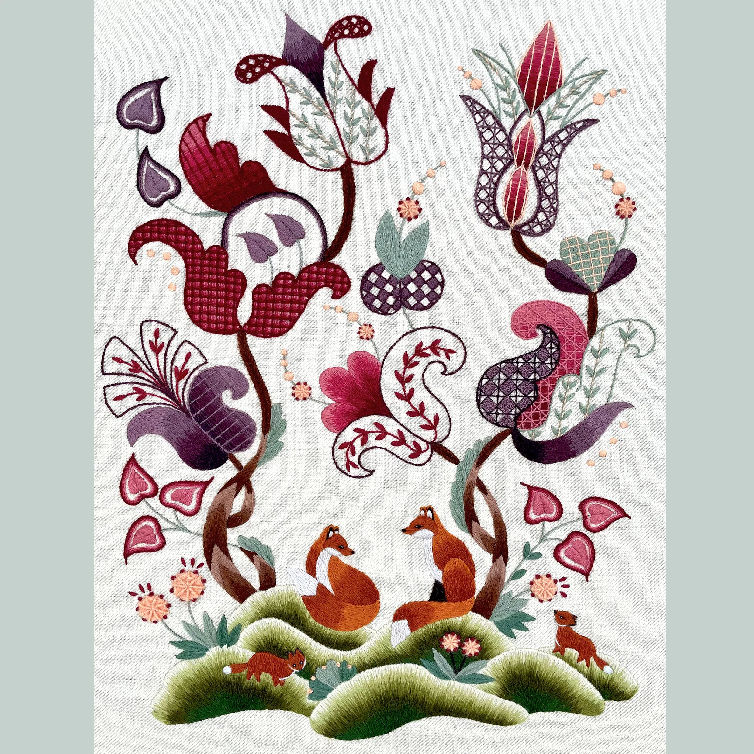 Crewel Work Embroidery Kit A Jacobean Foxes Tale