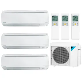 Daikin 3-Zone Wall Mounted Ductless Hyper Heat Mini-Split 24000 BTU Heat Pump Air Conditioner 7k   9k   9k - 18 SEER2